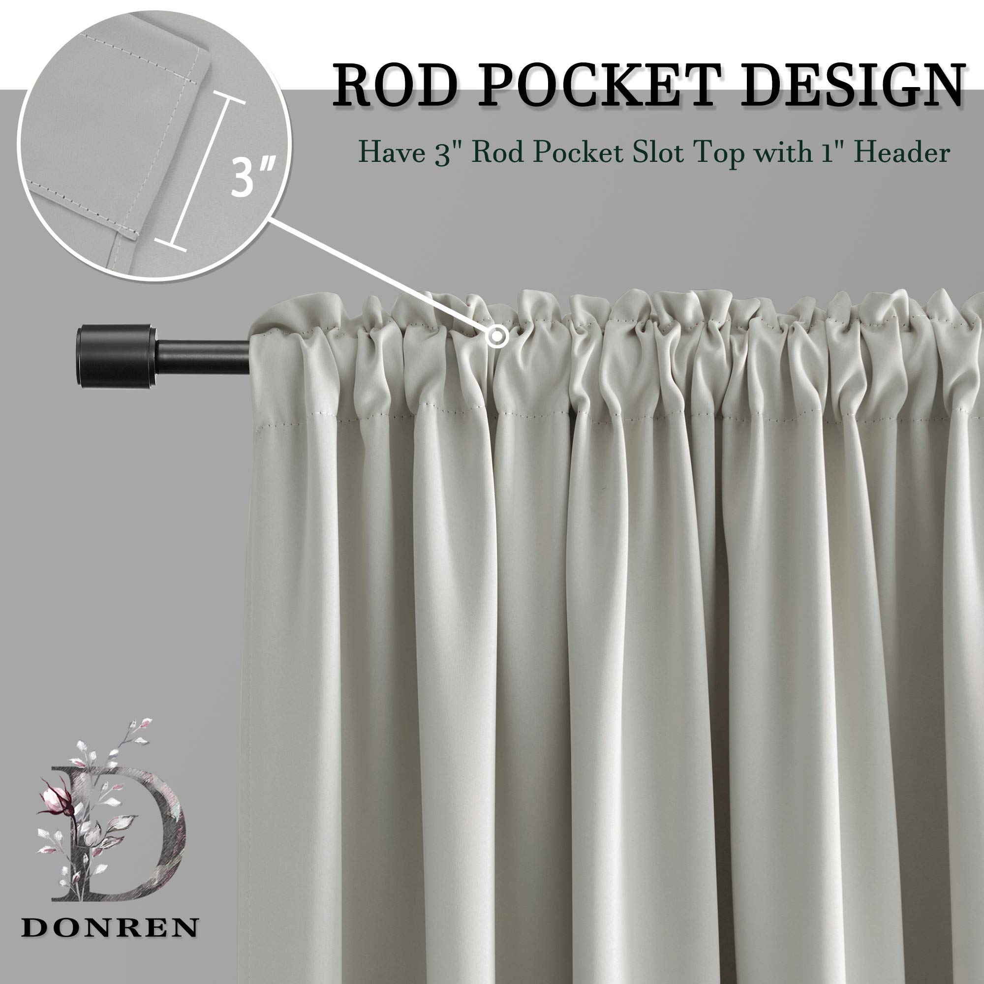 Donren Light Grey Valance - Kitchen Valances For Small Window With Rod Pocket (2 Panels,42 By 18 Inch)