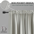 Donren Light Grey Extra Wide Valance - Kitchen Valances For Small Window With Rod Pocket (2 Panels,72 Width By 18 Length Inch)