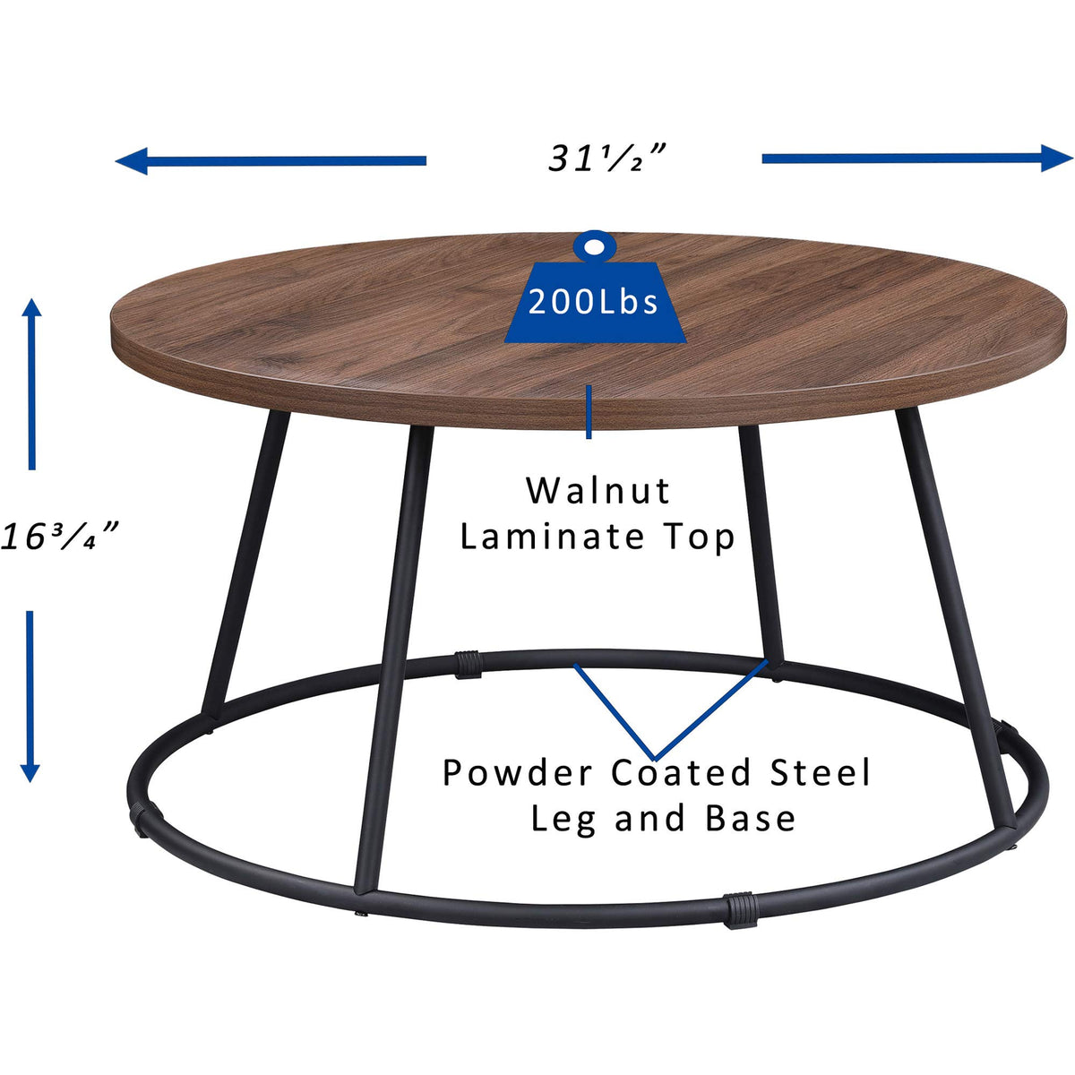 Lorell, LLR16259, Round Coffee Table, 1 Each