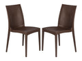 LeisureMod Modern Indoor/Outdoor Home Decorative Furniture Weave Mace Dining Chair (Armless), Set of 2 - Brown
