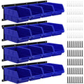 Maitys 16 Pcs Wall Mounted Storage Bins Plastic Hanging Stackable Storage Bins Parts with 4 Pcs Horizontal Shelf Trays Screw Org