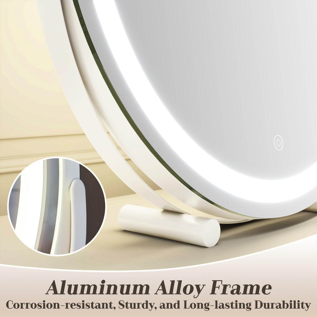 Rolove Vanity Makeup Mirror With Lights, 18 Inch Led Makeup Mirror, Lighted Vanity Mirror With Lights, Smart Touch Control 3 Col