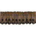 VHC Brands, Black Star, Cotton, 16x60, Scalloped Layered Valance, Black