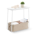 VASAGLE End Table, Side Table with Fabric Basket, Modern Nightstand, Rectangular Bedside Table, for Living Room, Bedroom, Matte 