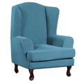 Turquoize Wingback Chair Covers 2 Piece Wing Chair Slipcover Stretch Slipcovers For Wingback Chairs Wing Chair Cover Spandex Jacquard Fabric With Elastic Bottom Non-Slip Furniture Cover, Storm Blue