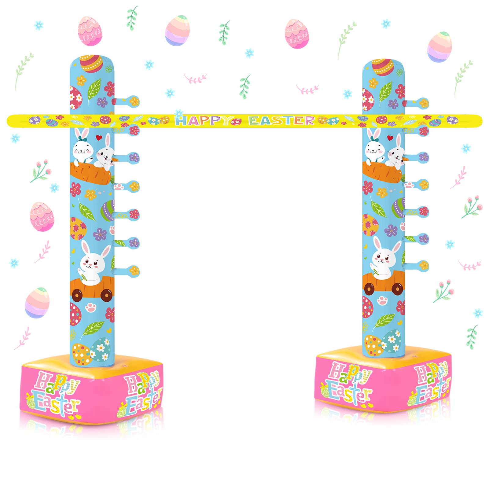 Gejoy 1 Pc Easter Inflatable Limbo Game for Adults 59 Inch Happy Easter Limbo Party Outdoor Game Set Inflatable Decoration for P