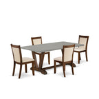 East West Furniture V797Mzn32-5 5 Piece Kitchen Table Set Includes A Rectangle Dining Table With V-Legs And 4 Light Beige Linen Fabric Parson Dining Room Chairs, 40X72 Inch, Multi-Color