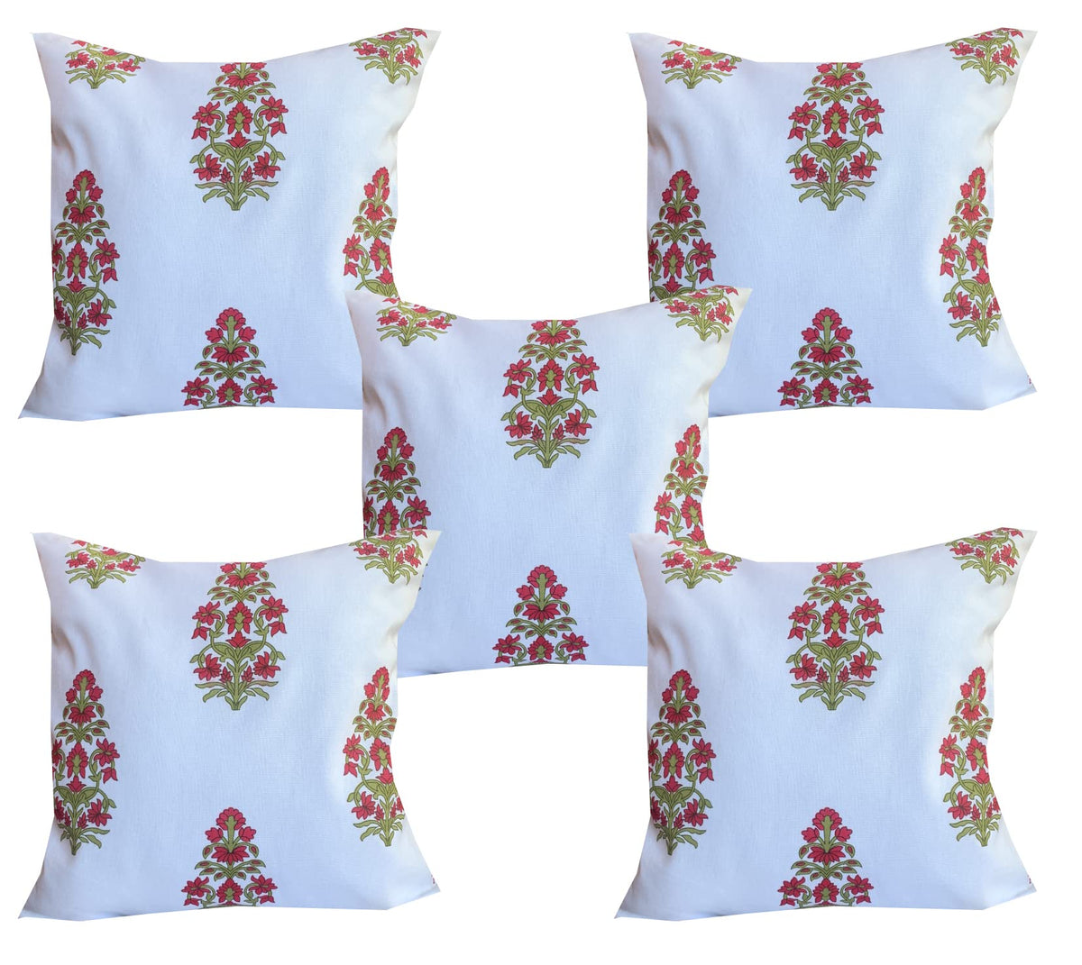 Pink Parrot Cotton Multi Colour Throw Pillow Covers/Cushion Covers (18X18 Inches)  Set Of 5 Pcs