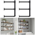 YCCO Industrial Wall Mount Pipe Shelf Brackets, Black Iron Pipe Shelving