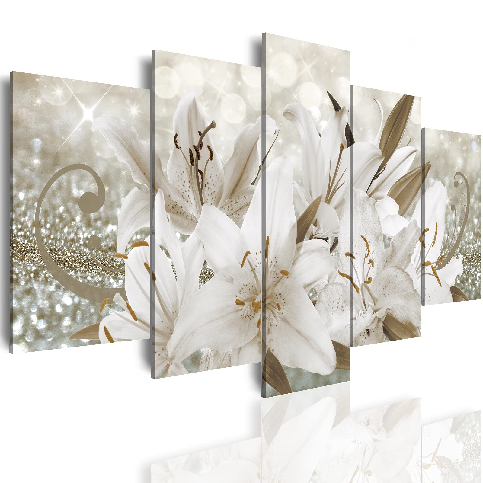 LUDUHU White Orchid Flowers Canvas Print - Abstract Floral Wall Art, Flower Poster, Painting Decor for Home Decoration Artwork P