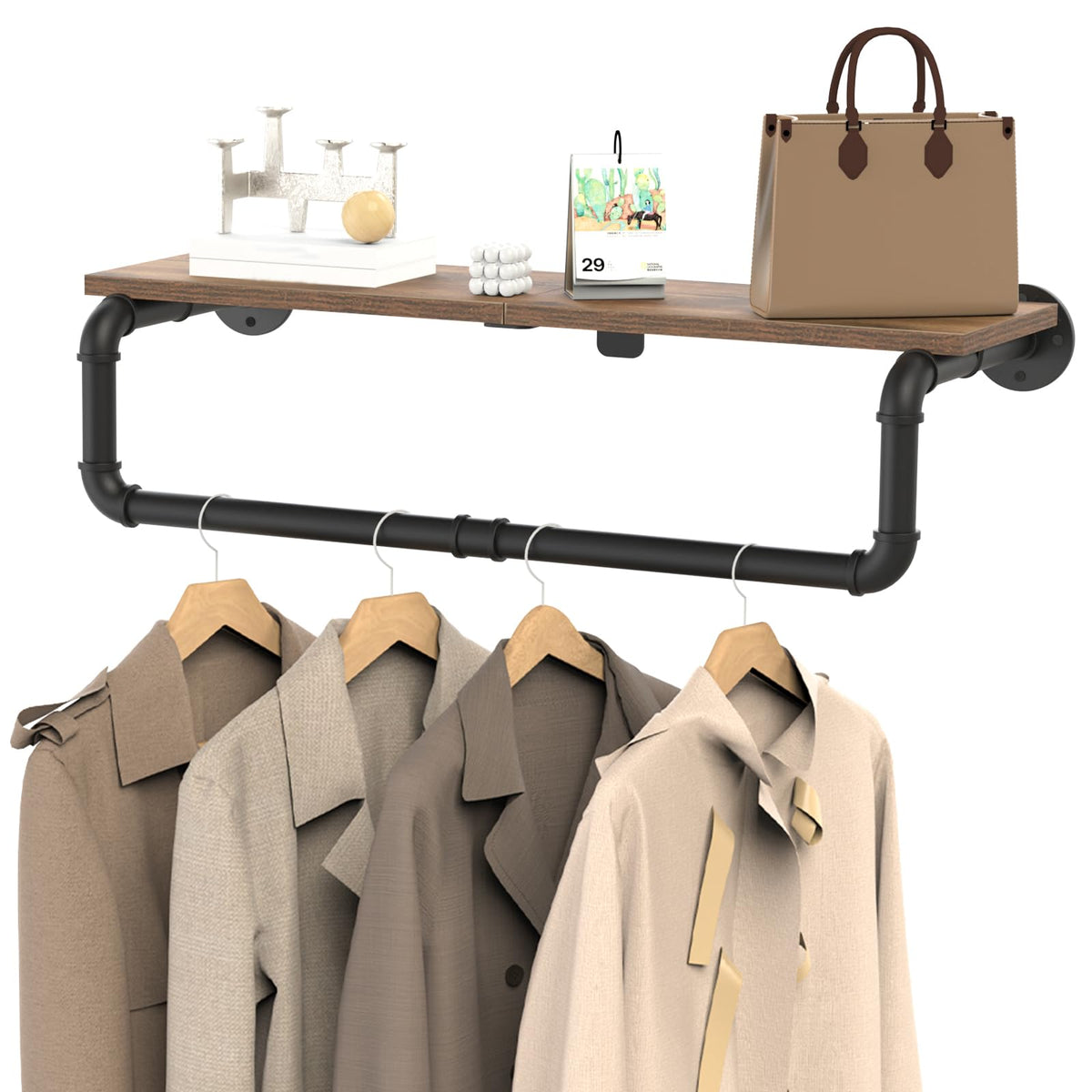 YheenLf Industrial Pipe Clothes Rack,Hanging Rod,37.610.25.9 Inch