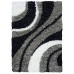 Rizzy Home | Km2323 | Kempton Collection | Polyester Area Rug | 9' X 12' | Multi/Grey/Black/White Stripe