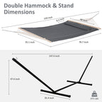 Suncreat 2 Person Hammock With Stand, Heavy Duty Portable Hammocks, 450 Lbs Capacity, Dark Grey