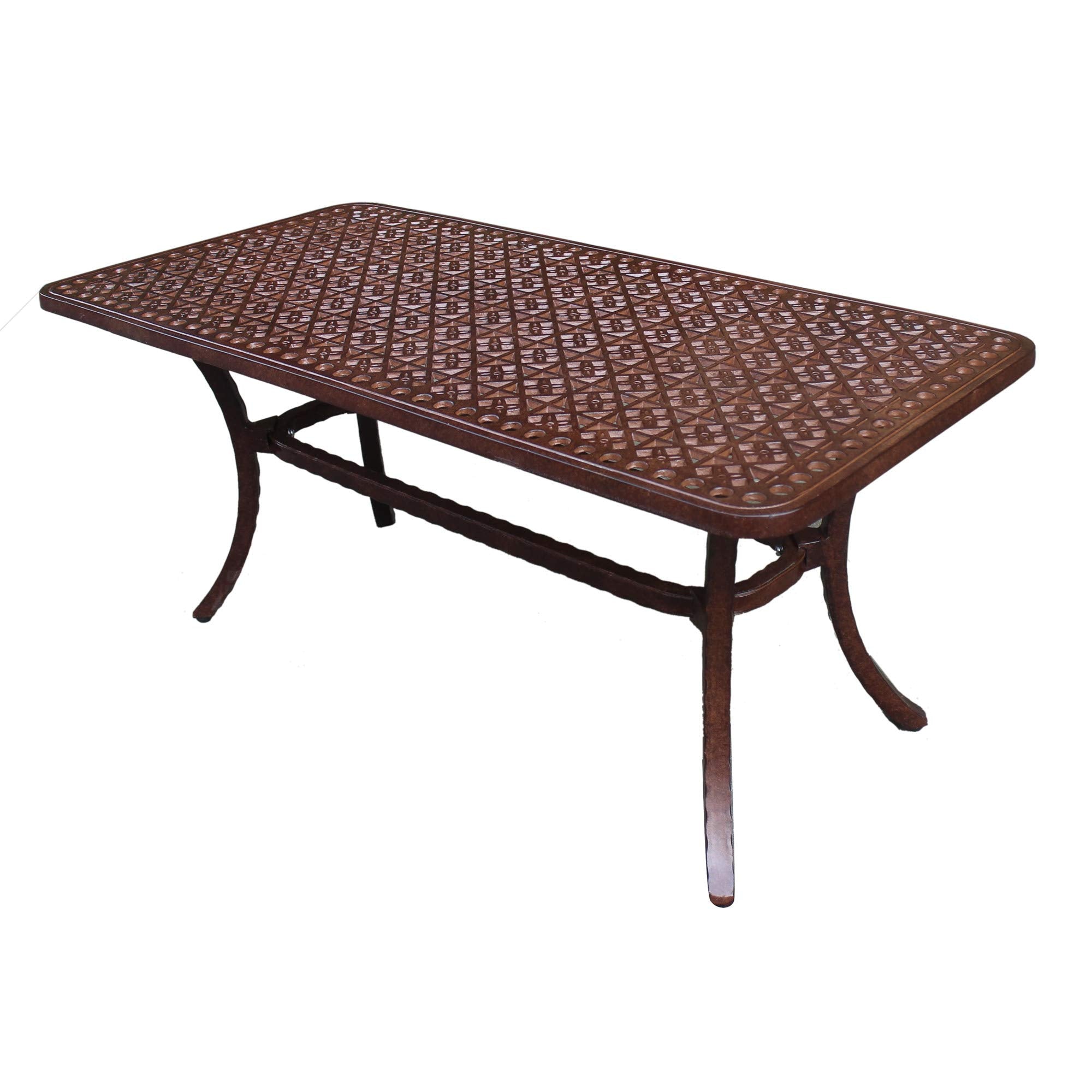Marbella Cast Aluminum 21x42 Inch Coffee Table (Aluminum, Desert Rust)