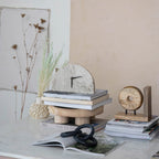 Bloomingville Decorative Half Moon Marble Mantel Clock, Beige And Black
