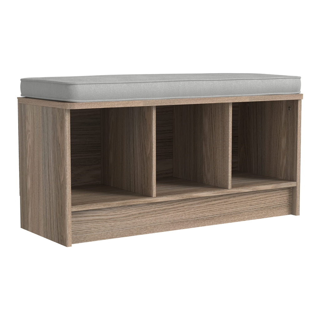 Closetmaid 3258 Cubeicals 3-Cube Storage Bench, Natural Gray With Gray Cushion