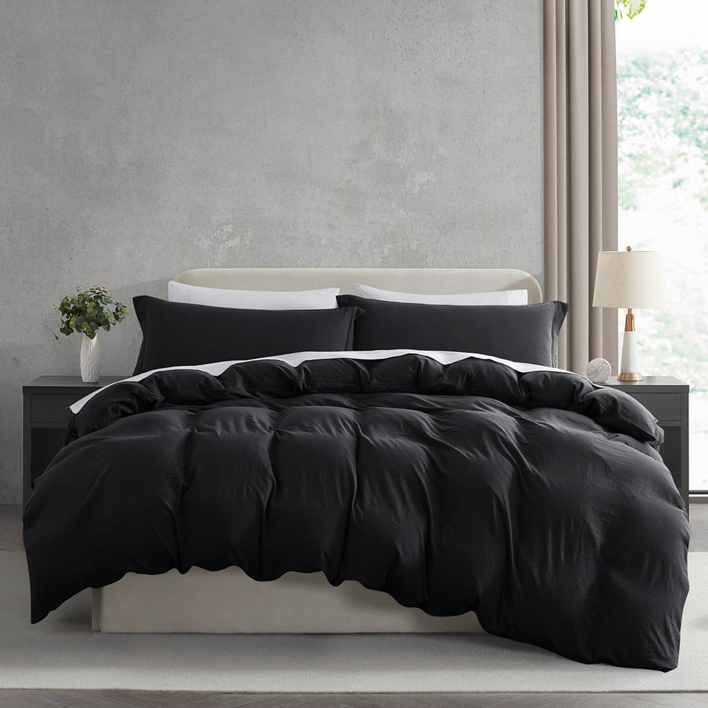 Nestl Black Duvet Cover King Size - Soft Prewashed King Duvet Cover Set, 3 Piece, With Zipper Closure, 1 Duvet Cover 104X90 Inches And 2 Pillow Shams