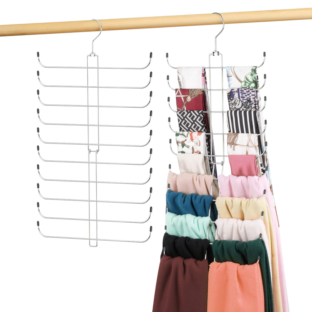 Metal Scarf Hanger, Hanging Scarf Organizer for Closet, Holds 40 Scarves