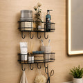 Bathroom Wall Shelf Without Drill Pack Of 2, Black Gi Steel