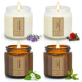 4 Pack Candles for Home Scented, Lavender Candles Gifts Set for Women, Soy Wax Long Lasting White & Amber Jar Candles, Birthday,