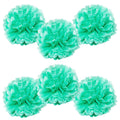 WYZworks Set of 6 - Caribbean Green 8 - (6 Pack) Tissue Pom Poms Flower Party Decorations for Weddings, Halloween, Birthday, Bri