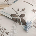 Sleepbella Comforter Twin Size, 600 Thread Count Cotton Brown Branches And Blue Flowers Off-White Comforter Sets, Down Alternati