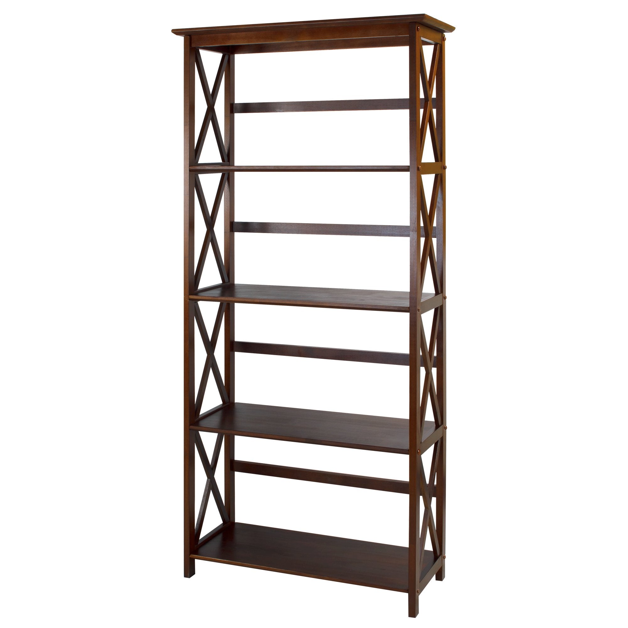 Casual Home Montego 5-Shelf Bookcase, Walnut (New)