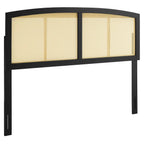 Modway Halcyon Cane Woven Rattan King Headboard In Black