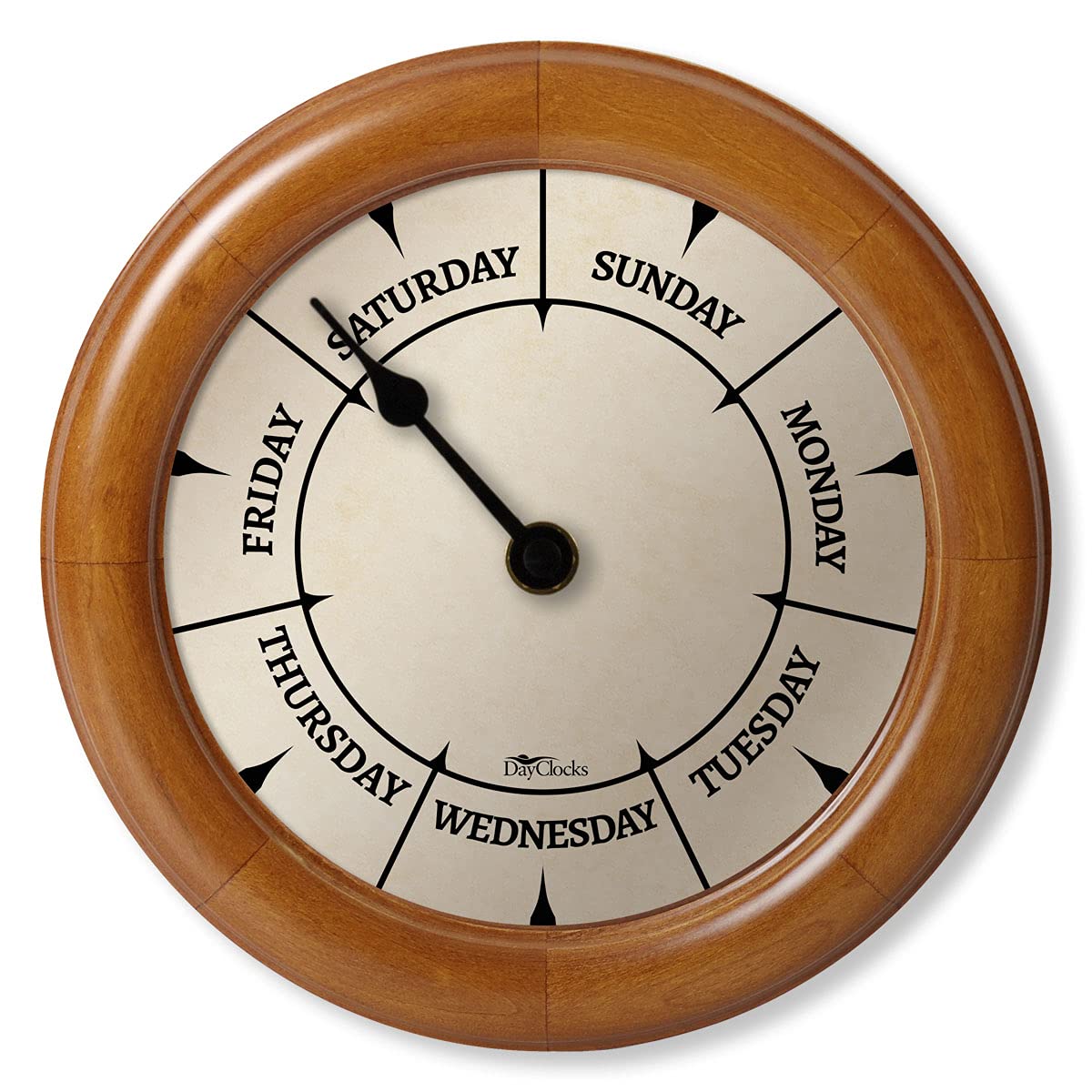 DayClocks Classic Day of The Week Wall Clock with Solid Wood Frame - Calendar Day Clock - Great Pine, 10