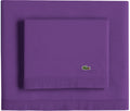 Lacoste 100% Cotton Percale Sheet Set, Solid, Plum, Queen
