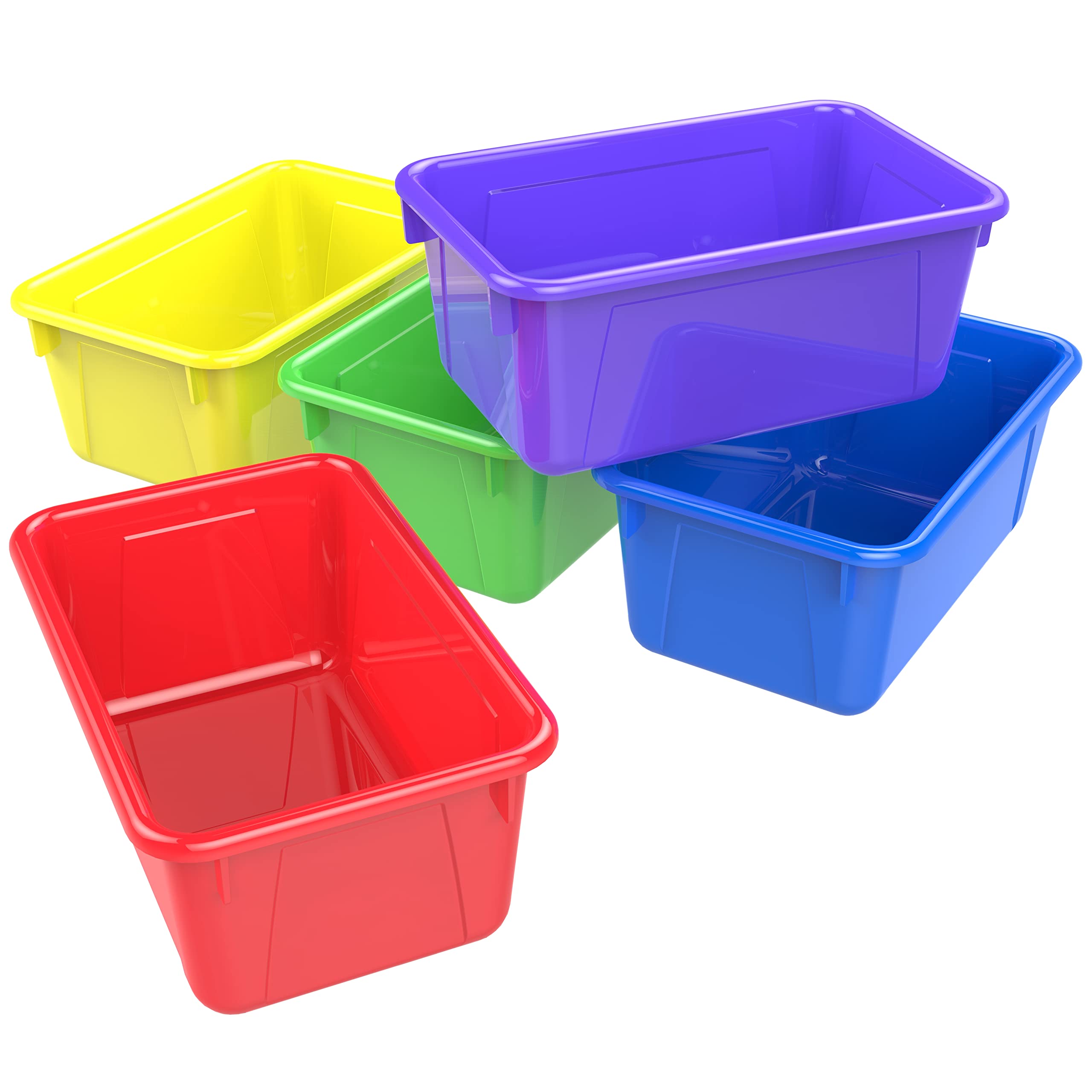 Storex Small Cubby Bins - Plastic Storage Containers For Classroom, 12.2 X 7.8 X 5.1 Inches, Assorted Candy, 5-Pack (62490A05C)