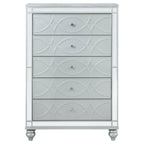 Coaster Home Furnishings Gunnison Modern Classic Wood 5-Drawer Bedroom Chest of Drawers Chiffonier Clothing Storage Cabinet Bedroom Armoire Tall Dresser Organizer Unit Silver Metallic 223215