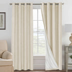 H.VERSAILTEX 100% Blackout Curtains for Bedroom Thermal Insulated Linen Textured Curtains Heat and Full Light Blocking Drapes Li