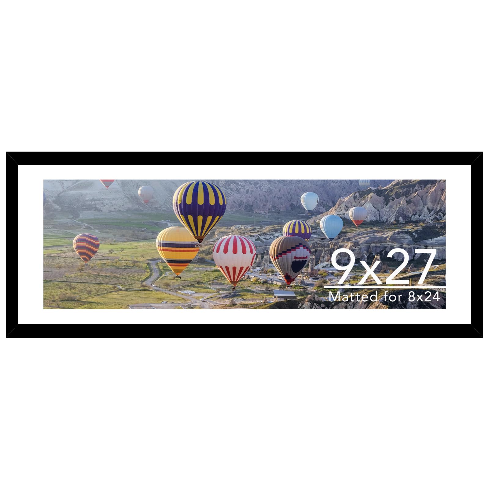 JCJMY 9x27 Picture Frame with 8x24 Mat, Display Photo 8x24 with Mat or 9 x 27 Without Mat, Wall Hanging Large 9 by 27 Poster Fra