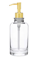 Rail19 Sonoma Clear Glass Soap Dispenser - Liquid Hand Soap & Lotion for Kitchen and Bathroom Countertop, 10oz (Gold)