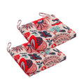 Makimoo 2-Pack Outdoor/Indoor Wicker Patio Seat Cushion Pad With Ties - Dining Chair Cushion, 17' X 17' (Blue And Red Leaves)