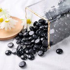 Domestar 2Lb Black Flat Glass Marbles, Decorative Marbles For Vases Aquarium Pebbles Fish Tank Rocks Vase Fillers Diy Crafts Tab