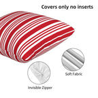 Red And White Striped Pillow Covers 18X18 In Couch Pillow Case Sets Of 2 Modern Decorative Square Throw Pillows For Home Living