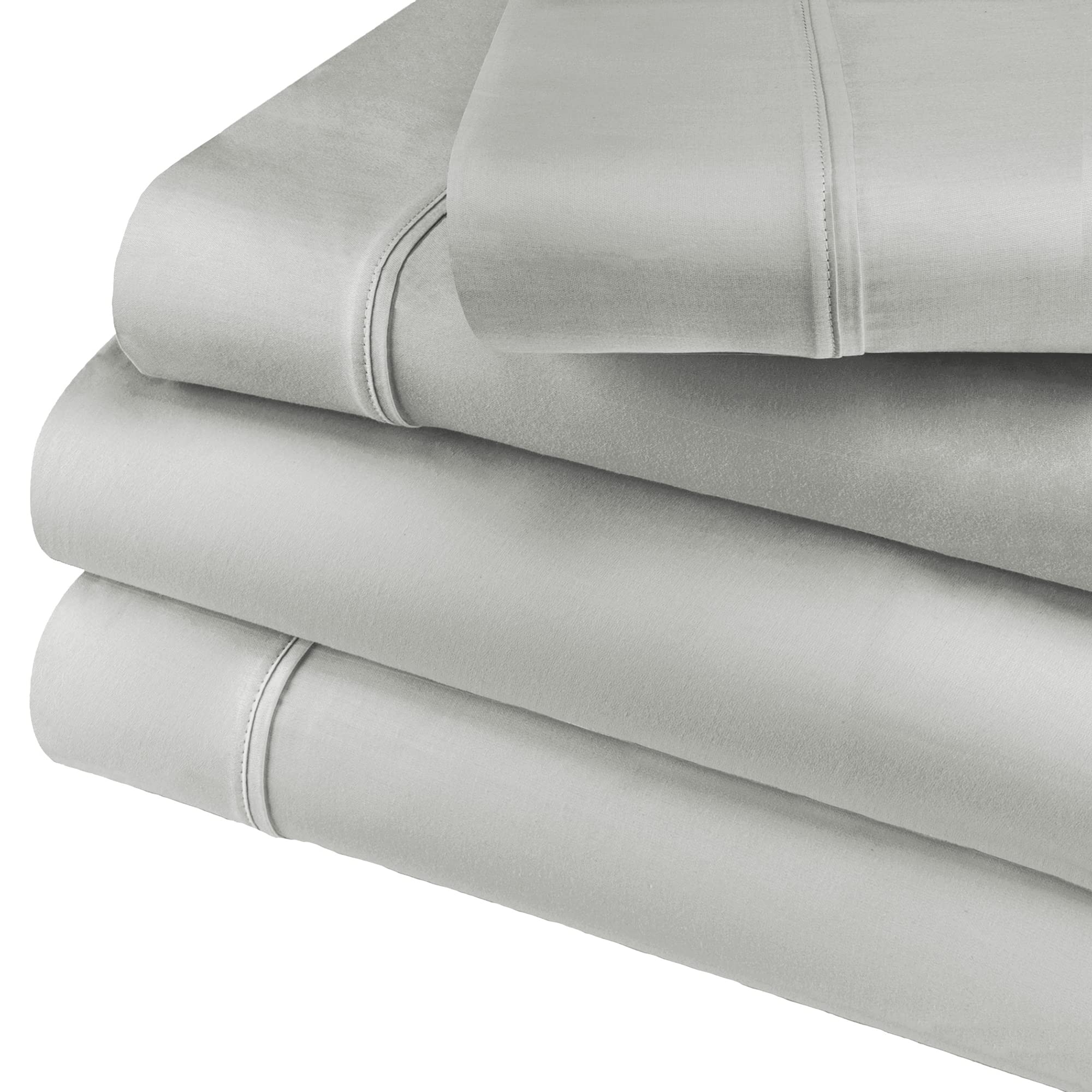Superior Cotton Blend Bed Sheets, Solid Design, Elegant Sateen, House Basics, Set Includes 1 Flat Sheet, 1 Elastic Deep Pocket F