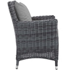 Modway Summon Wicker Rattan Aluminum Outdoor Patio 11-Piece 91" Dining Table And Dining Armchairs With Sunbrella® Fabric Cushions In Canvas Gray