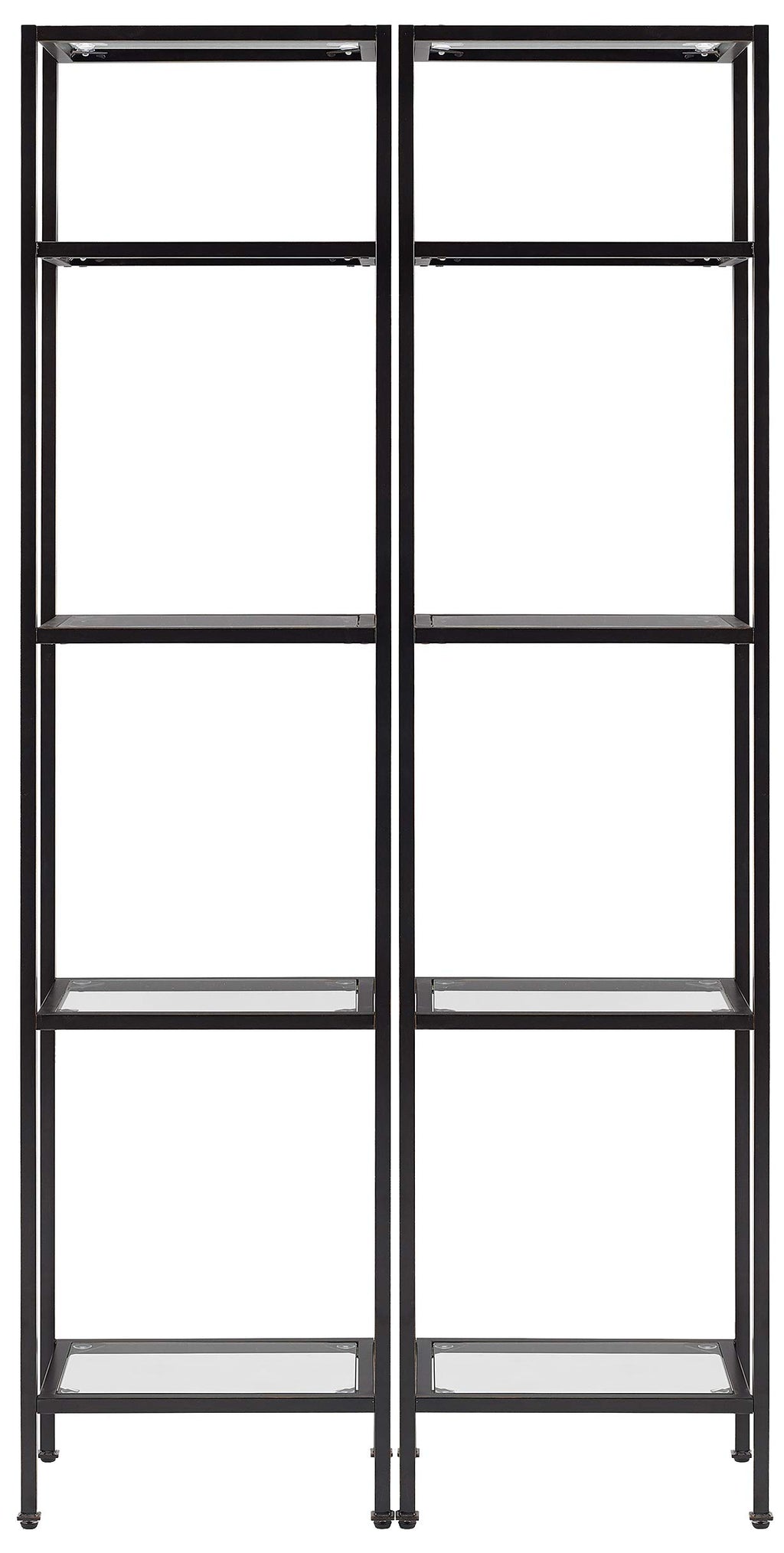 Crosley Furniture Aimee 2-Piece Bookshelf Set with Glass Shelves, Bookcase Storage, Oil-Rubbed Bronze
