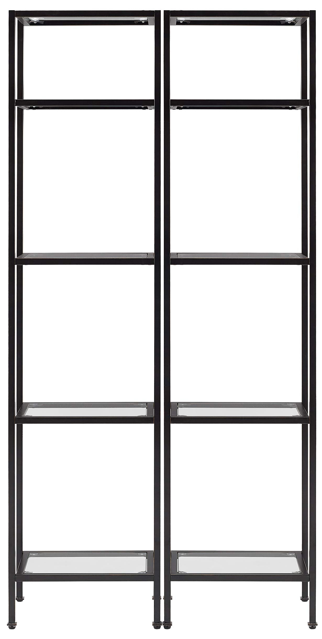 Crosley Furniture Aimee 2-Piece Bookshelf Set with Glass Shelves, Bookcase Storage, Oil-Rubbed Bronze