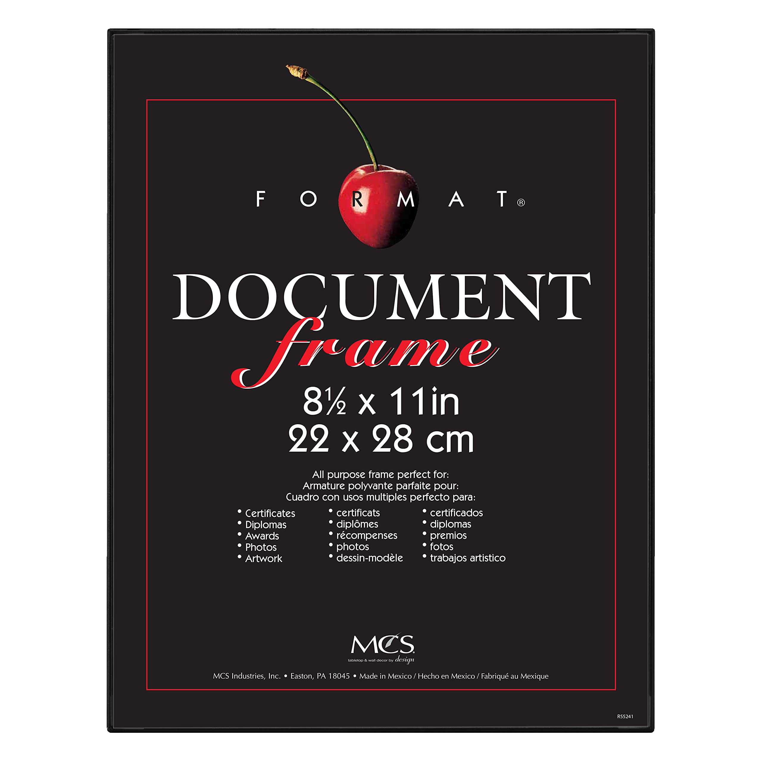 MCS Format Document Frame, Diploma and Certificate Frame, Black, 8.5 x 11, Single