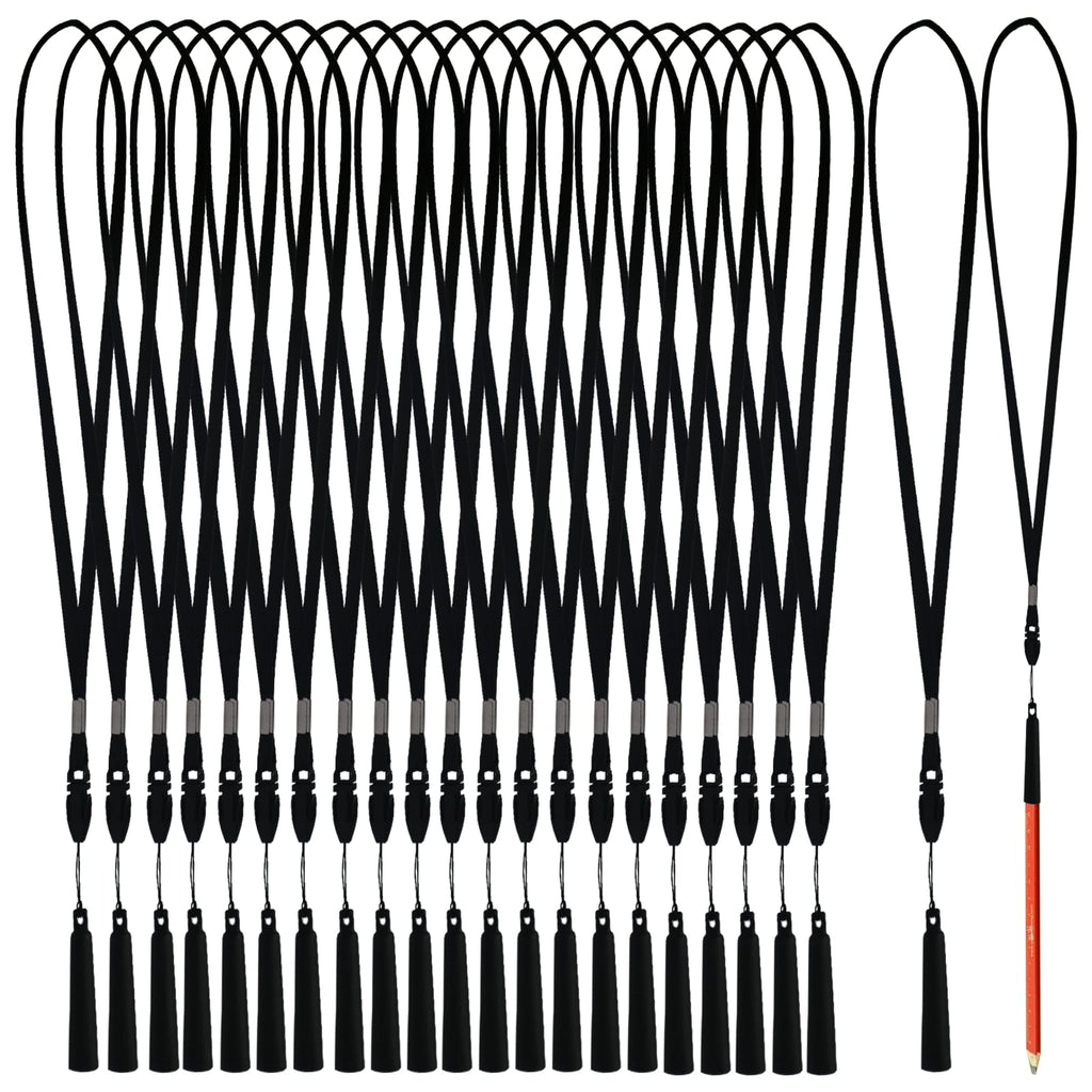 22 Anti-Loss Black Lanyard Pen Holder Silicone Pen Necklace For Teachers Construction Workers Doctors Nurses Attendants Carpente