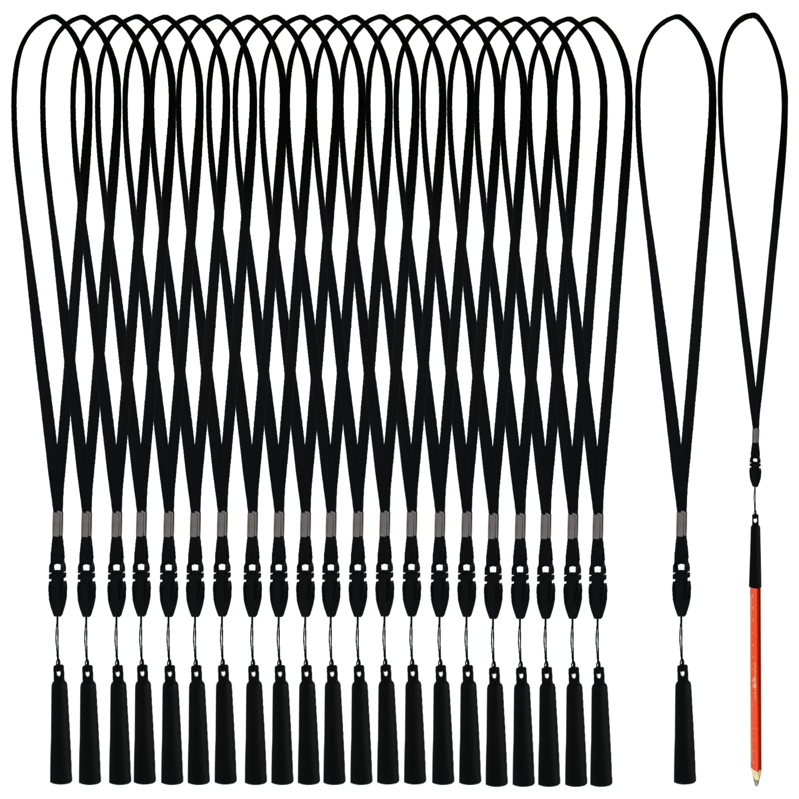 22 Anti-Loss Black Lanyard Pen Holder Silicone Pen Necklace For Teachers Construction Workers Doctors Nurses Attendants Carpente