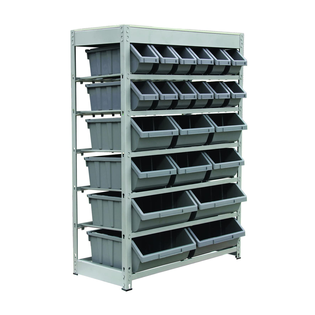 King'S Rack Bin Rack Storage System Heavy Duty Steel Rack Organizer Shelving Unit W/ 22 Plastic Bins In 6 Tiers