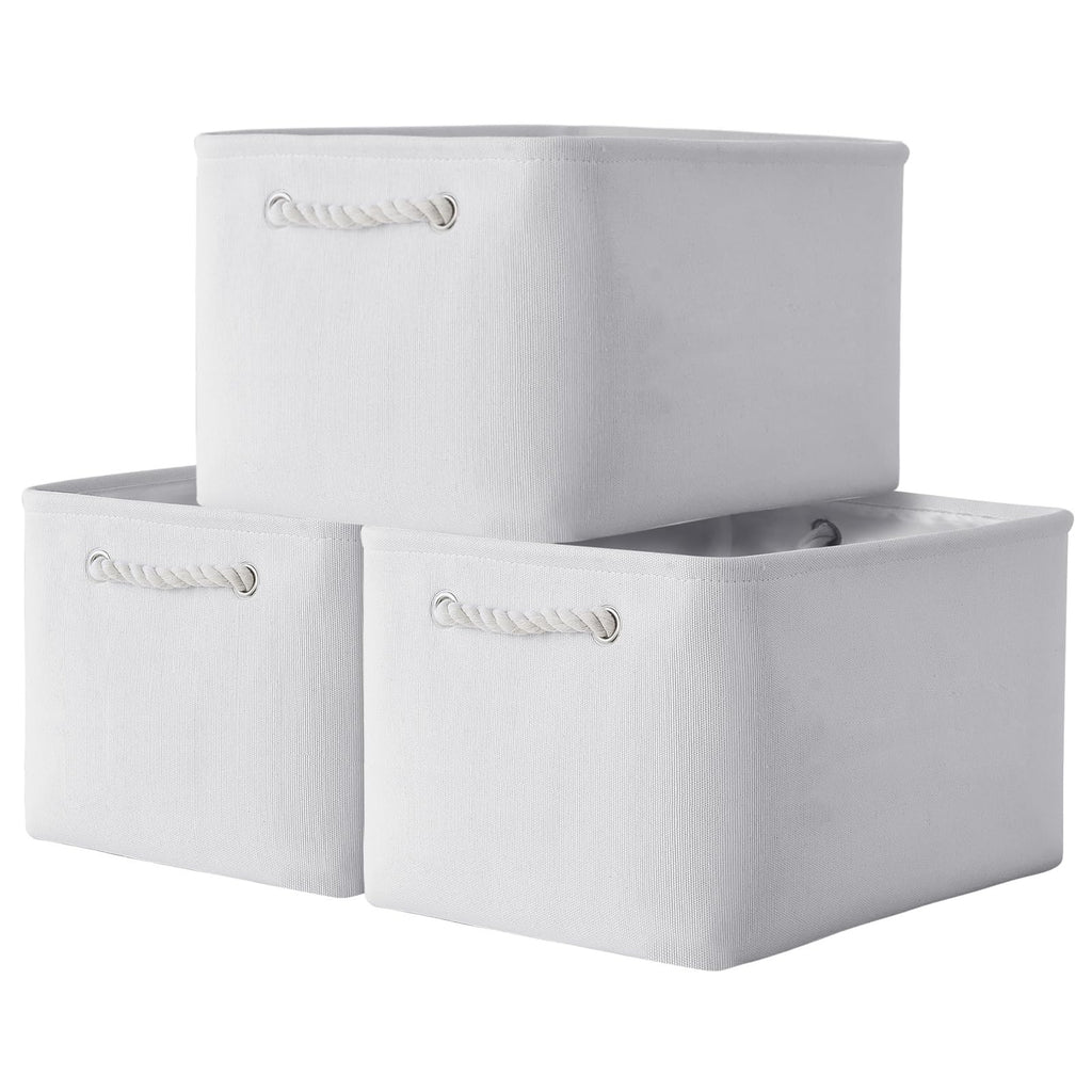 TheWarmHome Storage Basket for Shelves - 15.8x11.8x11.8 inch 3 Pack Fabric Storage Cubes, Collapsible Storage Bin for Organizing