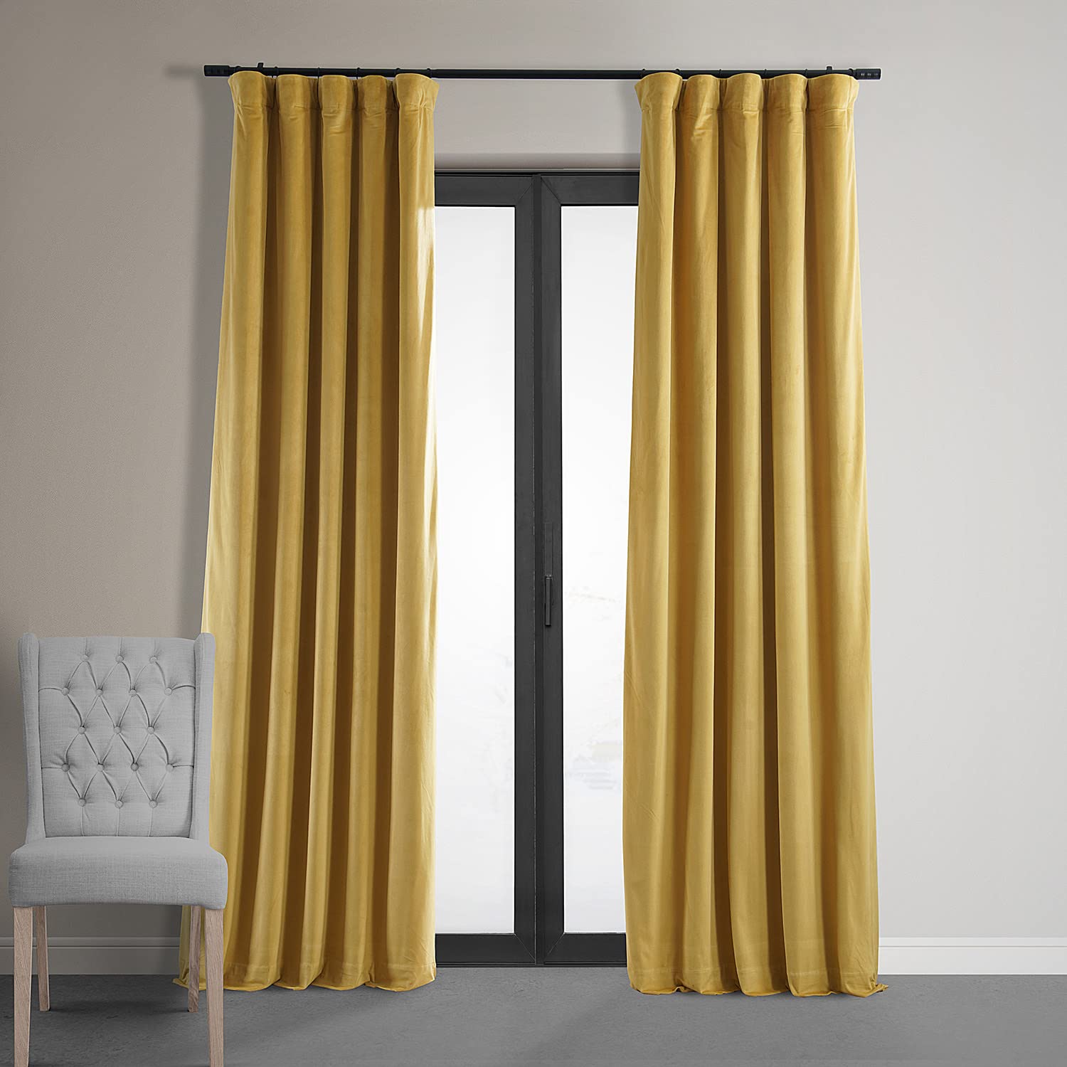 Hpd Half Price Drapes Signature Velvet Thermal Blackout Curtains For Living Room 96 Inch Long (1 Panel) Rod Pocket Insulated Blackout Curtains For Bedroom Window Curtains, 50W X 96L, Fool'S Gold