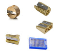 Complete Set 4 Styles Of Mobius + Ruppert (M+R) Brass Pencil Sharpeners + 10 Replacement Blades - Finest In The World - Made In