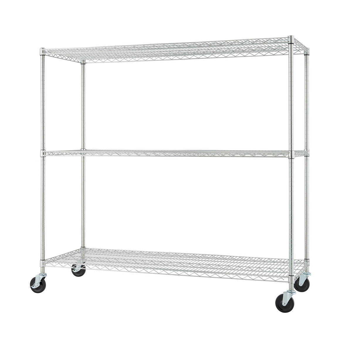 TRINITY Basics 3-Tier Adjustable Wire Shelving with Wheels for Kitchen Organization, Garage Storage, Laundry Room, NSF Certified